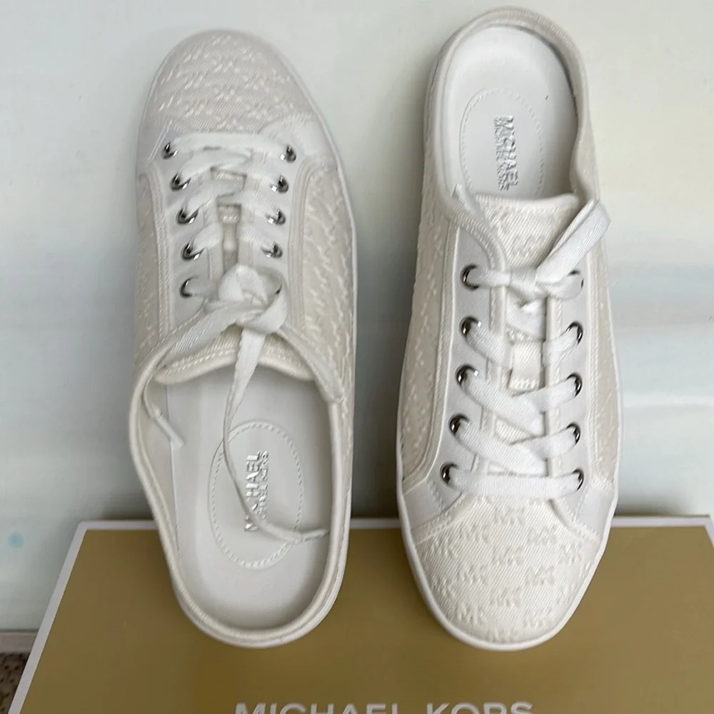 Michael Kors POPPY SLIDE SNEAKERS MK DEBOSSED WASHED DENIM 49T4POFP2D Platforms